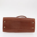 Salvatore Ferragamo Gancini Hand Bag Leather 2way Brown Gold Auth 153962-5