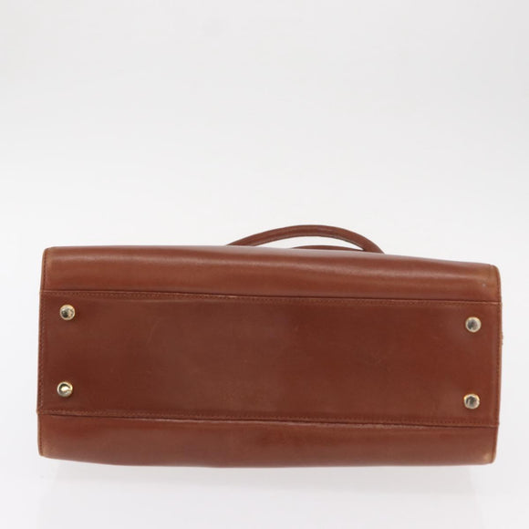 Salvatore Ferragamo Gancini Hand Bag Leather 2way Brown Gold Auth 153962