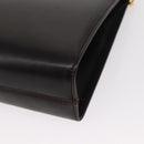 Salvatore Ferragamo Gancini Chain Hand Bag Leather Dark Brown Gold Auth 153963-13