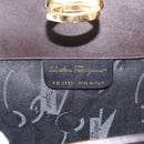 Salvatore Ferragamo Gancini Chain Hand Bag Leather Dark Brown Gold Auth 153963-12