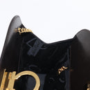 Salvatore Ferragamo Gancini Chain Hand Bag Leather Dark Brown Gold Auth 153963-17