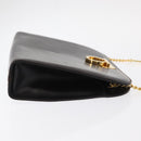 Salvatore Ferragamo Gancini Chain Hand Bag Leather Dark Brown Gold Auth 153963-4