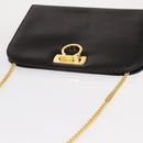 Salvatore Ferragamo Gancini Chain Hand Bag Leather Dark Brown Gold Auth 153963-6