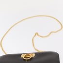 Salvatore Ferragamo Gancini Chain Hand Bag Leather Dark Brown Gold Auth 153963-8