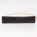 Salvatore Ferragamo Gancini Chain Hand Bag Leather Dark Brown Gold Auth 153963-5