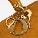 Christian Dior Lady Dior Canage Hand Bag Nylon Yellow Gold Auth 153964-14