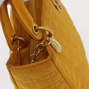 Christian Dior Lady Dior Canage Hand Bag Nylon Yellow Gold Auth 153964-15