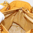 Christian Dior Lady Dior Canage Hand Bag Nylon Yellow Gold Auth 153964-18
