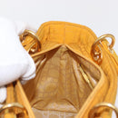 Christian Dior Lady Dior Canage Hand Bag Nylon Yellow Gold Auth 153964-19