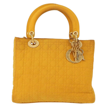 Christian Dior Lady Dior Canage Hand Bag Nylon Yellow Gold Auth 153964 - 0