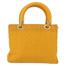 Christian Dior Lady Dior Canage Hand Bag Nylon Yellow Gold Auth 153964-3