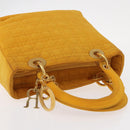 Christian Dior Lady Dior Canage Hand Bag Nylon Yellow Gold Auth 153964-6