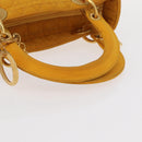 Christian Dior Lady Dior Canage Hand Bag Nylon Yellow Gold Auth 153964-7