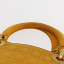 Christian Dior Lady Dior Canage Hand Bag Nylon Yellow Gold Auth 153964-8