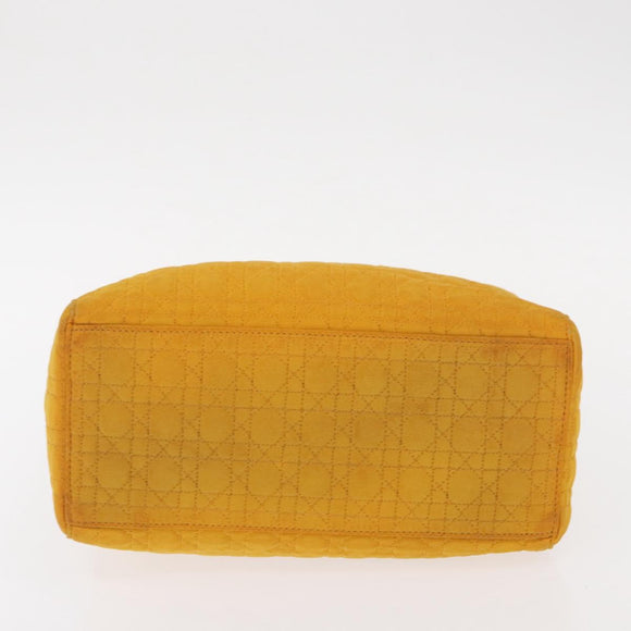 Christian Dior Lady Dior Canage Hand Bag Nylon Yellow Gold Auth 153964