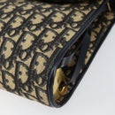 Christian Dior Trotter Canvas Shoulder Bag Navy Gold Auth 153965-10