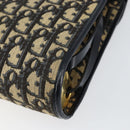 Christian Dior Trotter Canvas Shoulder Bag Navy Gold Auth 153965-16