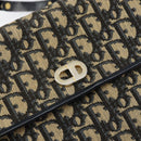 Christian Dior Trotter Canvas Shoulder Bag Navy Gold Auth 153965-18