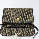 Christian Dior Trotter Canvas Shoulder Bag Navy Gold Auth 153965-15