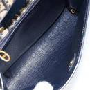 Christian Dior Trotter Canvas Shoulder Bag Navy Gold Auth 153965-17