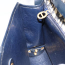 Christian Dior Trotter Canvas Shoulder Bag Navy Gold Auth 153965-19