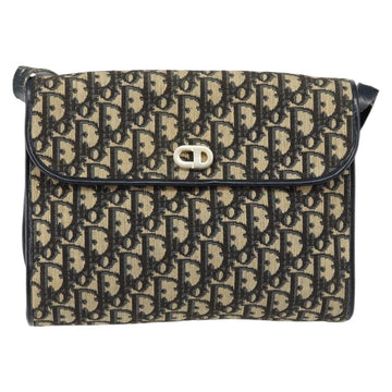 Christian Dior Trotter Canvas Shoulder Bag Navy Gold Auth 153965 - 0