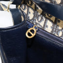 Christian Dior Trotter Canvas Shoulder Bag Navy Gold Auth 153965-21