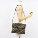 Christian Dior Trotter Canvas Shoulder Bag Navy Gold Auth 153965-23