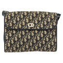 Christian Dior Trotter Canvas Shoulder Bag Navy Gold Auth 153965-14