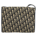 Christian Dior Trotter Canvas Shoulder Bag Navy Gold Auth 153965-2