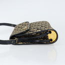 Christian Dior Trotter Canvas Shoulder Bag Navy Gold Auth 153965-4