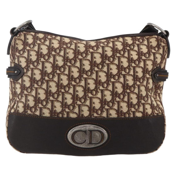 Christian Dior Trotter Canvas Shoulder Bag Brown Auth 153966V