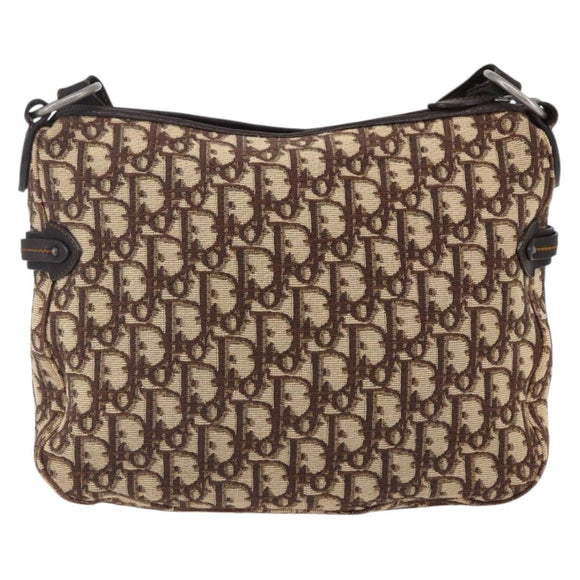 Christian Dior Trotter Canvas Shoulder Bag Brown Auth 153966V
