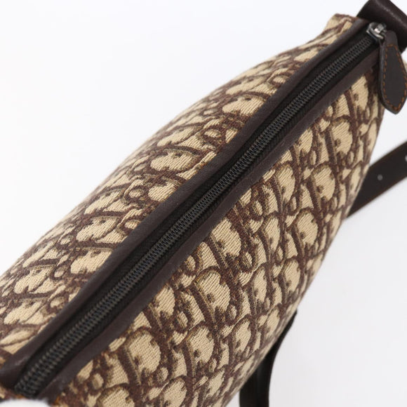 Christian Dior Trotter Canvas Shoulder Bag Brown Auth 153966V