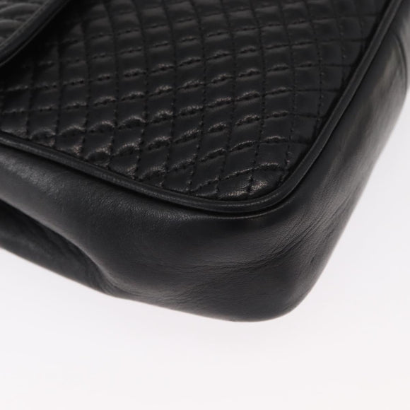 BALLY Chain Shoulder Bag Leather Black Gold Auth 153967