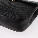 BALLY Chain Shoulder Bag Leather Black Gold Auth 153967-11