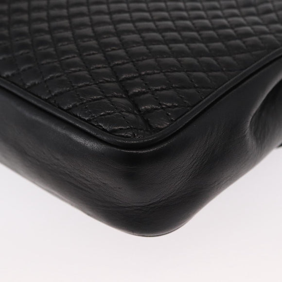 BALLY Chain Shoulder Bag Leather Black Gold Auth 153967