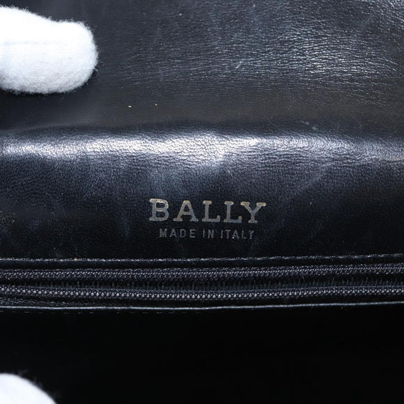 BALLY Chain Shoulder Bag Leather Black Gold Auth 153967
