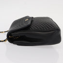 BALLY Chain Shoulder Bag Leather Black Gold Auth 153967-5