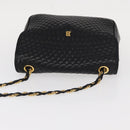BALLY Chain Shoulder Bag Leather Black Gold Auth 153967-6