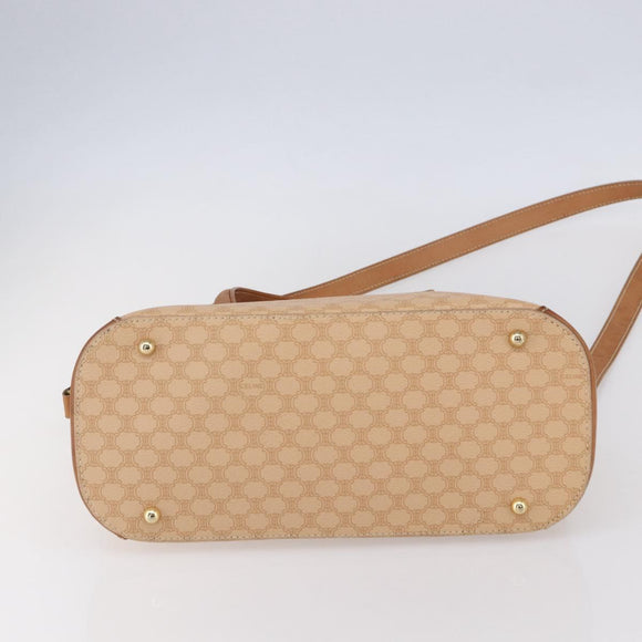 CELINE Macadam Canvas Hand Bag PVC 2way Beige Gold Auth 153970