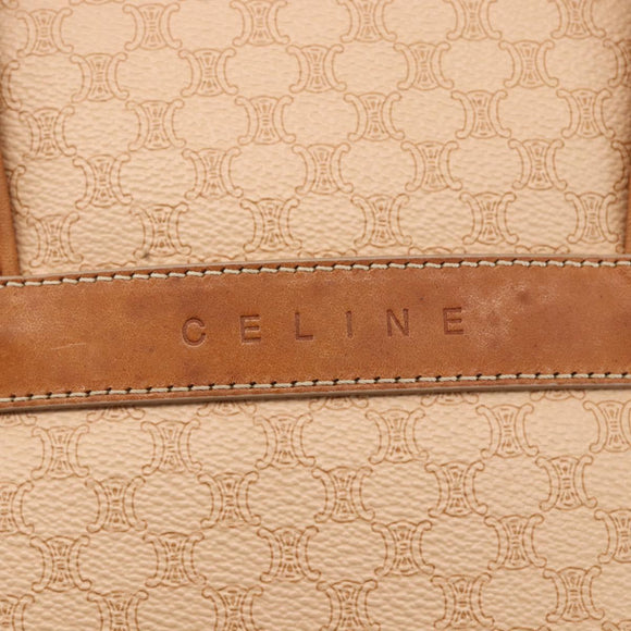CELINE Macadam Canvas Hand Bag PVC 2way Beige Gold Auth 153970