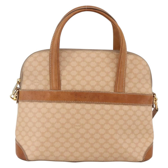 CELINE Macadam Canvas Hand Bag PVC 2way Beige Gold Auth 153970