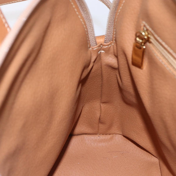 CELINE Macadam Canvas Hand Bag PVC 2way Beige Gold Auth 153970