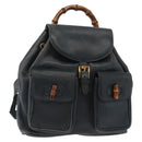 GUCCI Bamboo Backpack Leather Black Gold 003 58 0016 Auth 153971-1