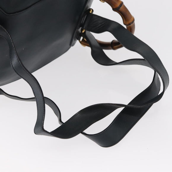 GUCCI Bamboo Backpack Leather Black Gold 003 58 0016 Auth 153971