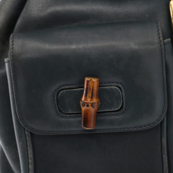 GUCCI Bamboo Backpack Leather Black Gold 003 58 0016 Auth 153971