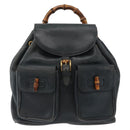 GUCCI Bamboo Backpack Leather Black Gold 003 58 0016 Auth 153971-13