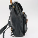 GUCCI Bamboo Backpack Leather Black Gold 003 58 0016 Auth 153971-4