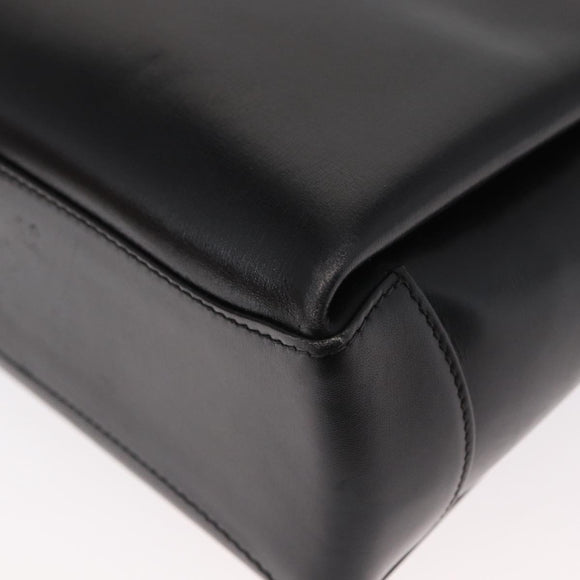 GUCCI Bamboo Hand Bag Leather 2way Black Gold Auth 153972